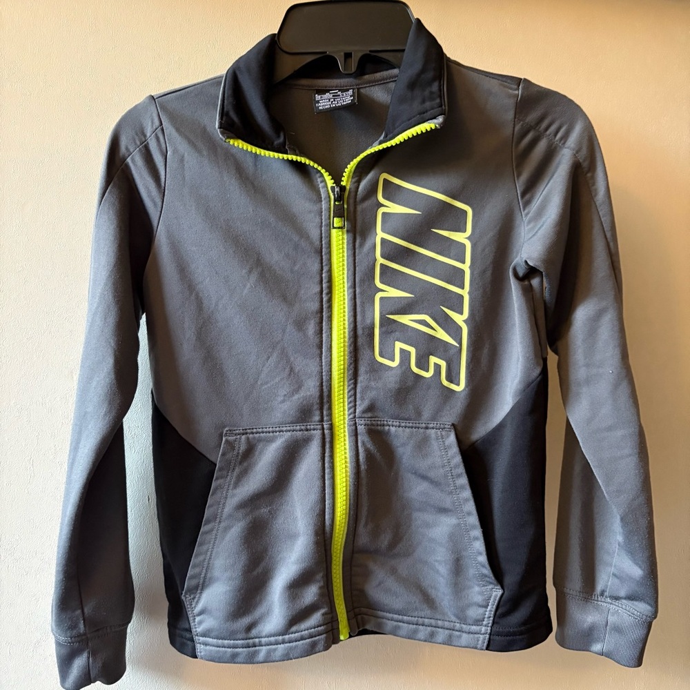 Nike Kids Jacket in Gray with Neon Yellow Accents